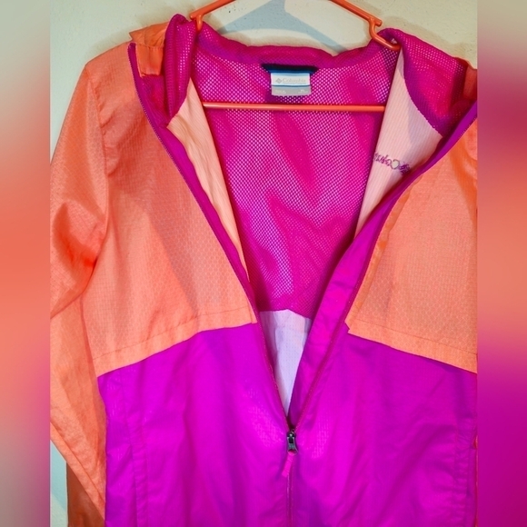Columbia Girls Colorblock OmniShield Windbreaker in Size XL Orange and Pink - Picture 5 of 6